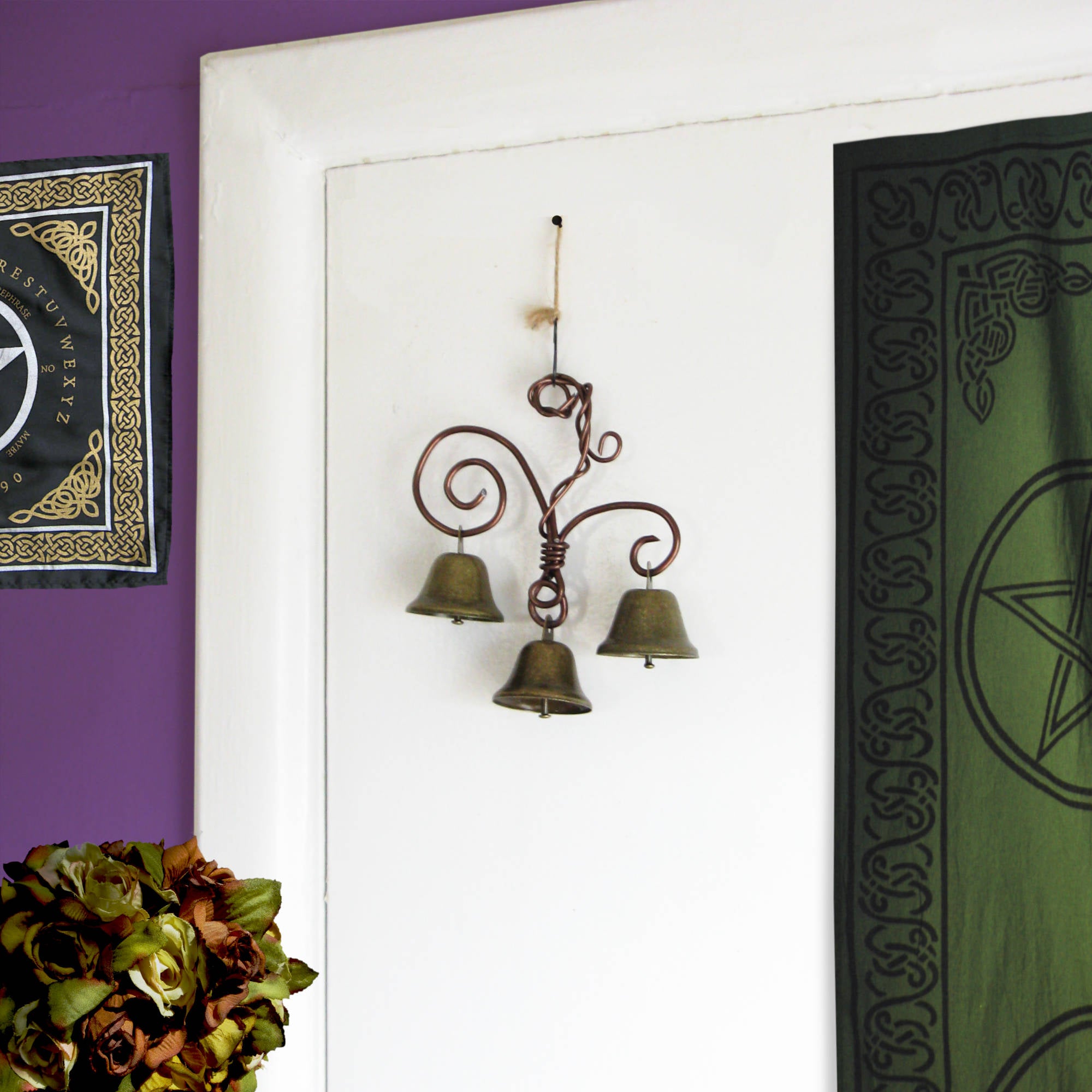 Fancy Triple Witch's Bell with Vine-like Hanger Handcrafted Pagan Wiccan Witch Energy-Cleansing Rustic Primitive Nature Sacred Space Gift Decor | Woot & Hammy
