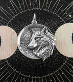 Wolf's Head Sculptural Totem Pendant, Oxidized