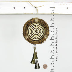 Small Wreath Hecate's Wheel Symbol Wood-burned Cone-Shaped Bells Handmade Protection Guidance Goddess | Woot & Hammy