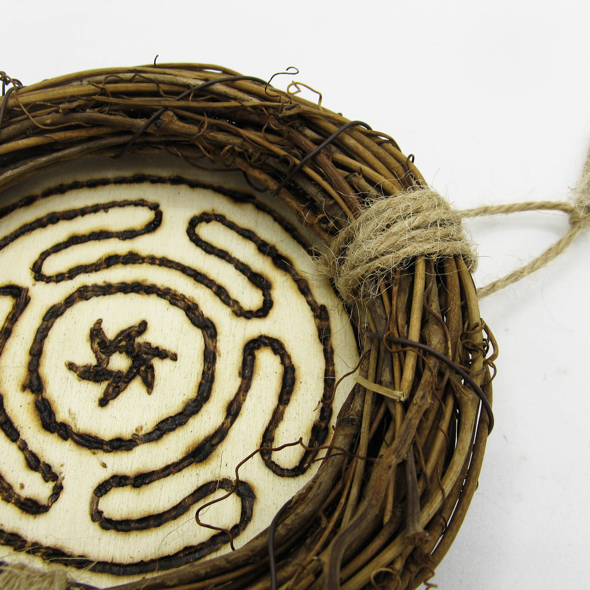 Small Wreath Hecate's Wheel Symbol Wood-burned Cone-Shaped Bells Handmade Protection Guidance Goddess | Woot & Hammy