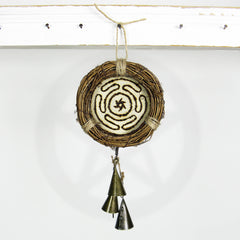 Small Wreath Hecate's Wheel Symbol Wood-burned Cone-Shaped Bells Handmade Protection Guidance Goddess | Woot & Hammy