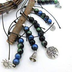 Wall Hanging Wreath Glass Beads Twig Charms Tree of Life Triskele Spiral Bell Sun Handmade Sacred Space Protection | Woot & Hammy