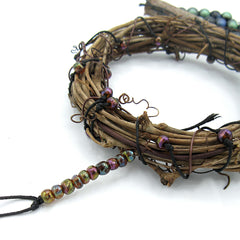 Wall Hanging Wreath Glass Beads Twig Charms Tree of Life Triskele Spiral Bell Sun Handmade Sacred Space Protection | Woot & Hammy