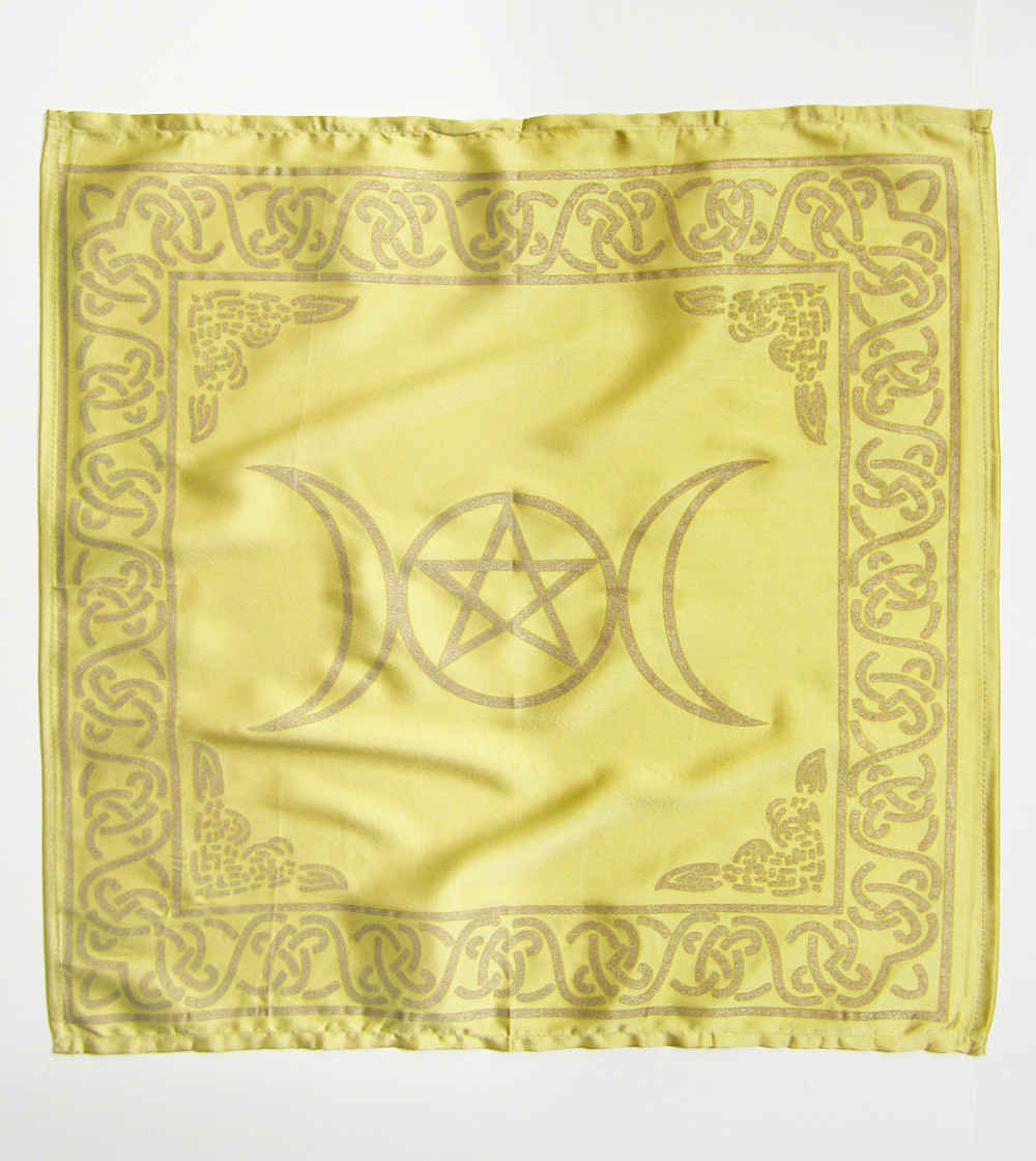 Triple Moon Altar Cloth in Pale Yellow and Metallic Gold | Woot & Hammy  Religious Altars