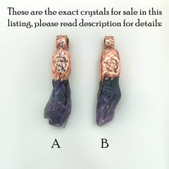 Raw Amethyst Crystal Copper Pendant - Slightly Imperfect, Read Description