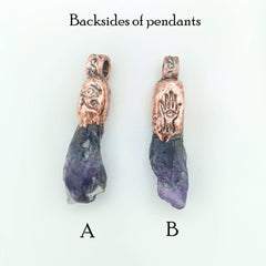 Raw Amethyst Crystal Copper Pendant - Slightly Imperfect, Read Description