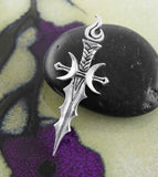 Athame Pendant with Crescent Moons & Flame Necklace Wiccan Dagger Knife Sword Pagan Wicca Witchy Jewelry Goth Gothic Halloween