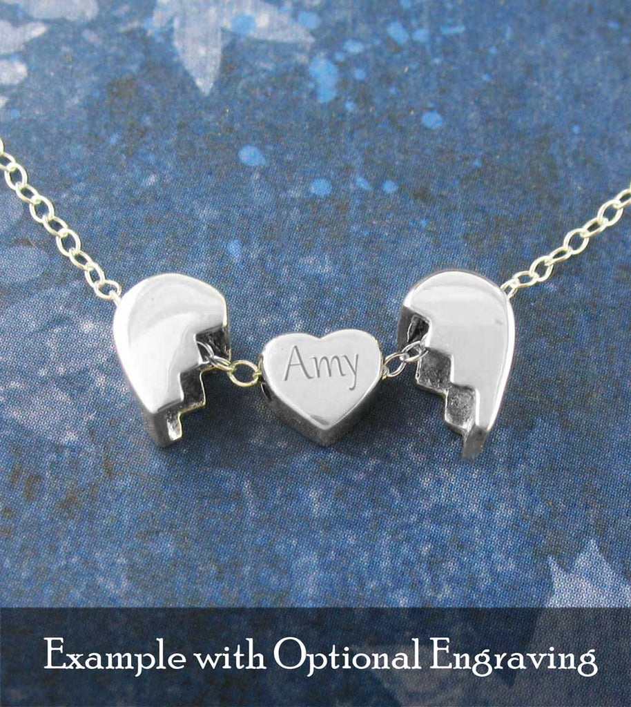Tiny Heal a Broken Heart Pendant Necklace with Hidden Heart Boyfriend Husband Divorce Heartbreak Jewelry Breakup Gift Sterling Silver engraving optional