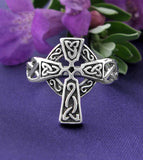 Traditional Celtic Cross With Nimbus Oxidized Ring