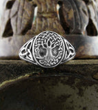 Celtic Tree of Life Ring With Cut-Out Triquetra Knots