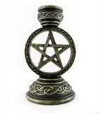 Pentacle Taper Candle Holder for 1" Candle, Antiqued Bronze Finish