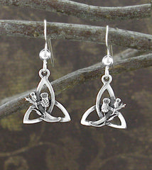 Celtic Triquetra With Entwined Scottish Thistle National Flower Hook Earrings  | Woot & Hammy