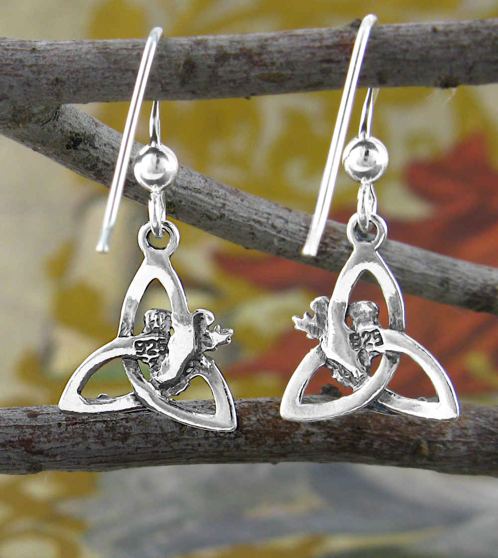 Celtic Triquetra With Entwined Scottish Thistle National Flower Hook Earrings  | Woot & Hammy