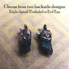 Little Copper Moon & Vines Amethyst Pendant backside design