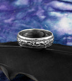 Crescent Moon With Decorative Pattern Band Ring | Woot & Hammy