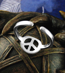 Cut-Out Peace Sign Symbol Toe or Midi Ring, Adjustable | Woot & Hammy