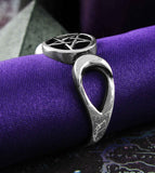 Triple Moon Symbol With Pentagram Cut-Out Ring | Woot & Hammy