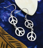 Double Peace Sign Dangle Hook Earrings | Woot & Hammy