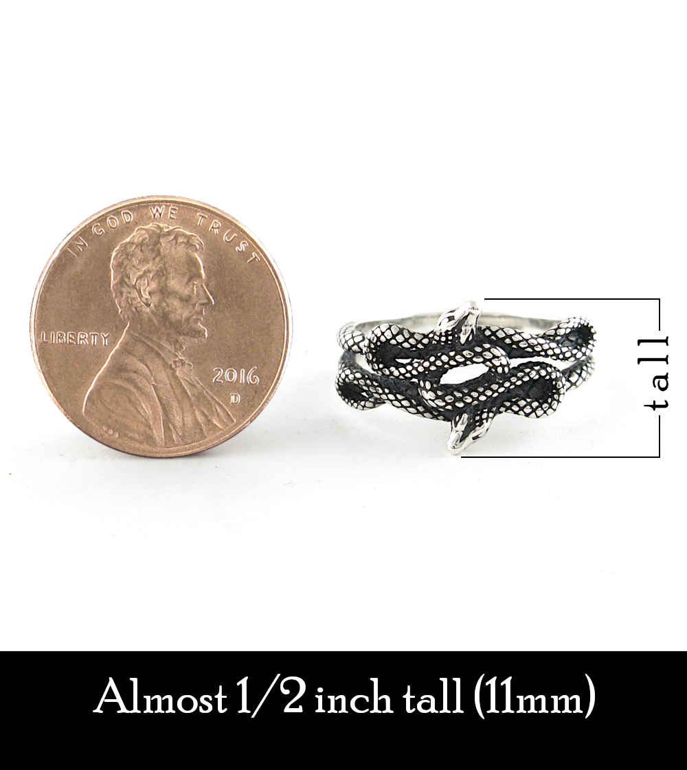 Two Entwined Snakes Oxidized Ring | Woot & Hammy