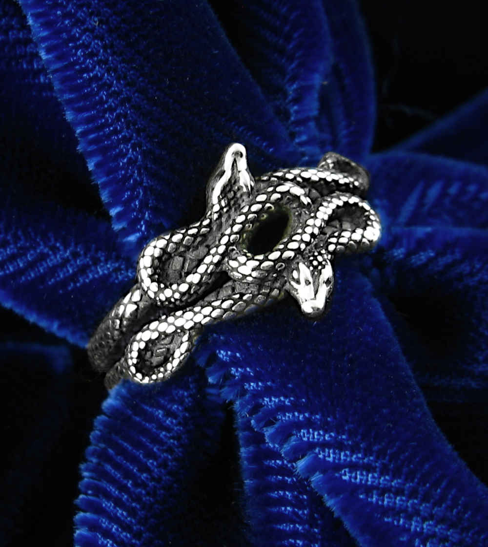 Two Entwined Snakes Oxidized Ring | Woot & Hammy