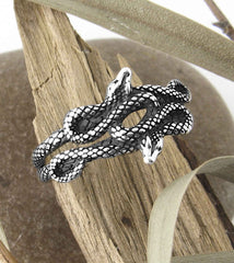 Two Entwined Snakes Oxidized Ring | Woot & Hammy