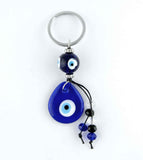 Porte-clés en verre bleu mauvais œil