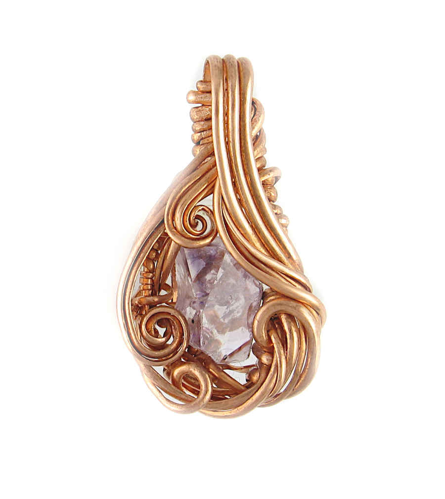 Fancy Raw Amethyst Pendant Wrapped In Copper Wire Handmade Style C | Woot & Hammy