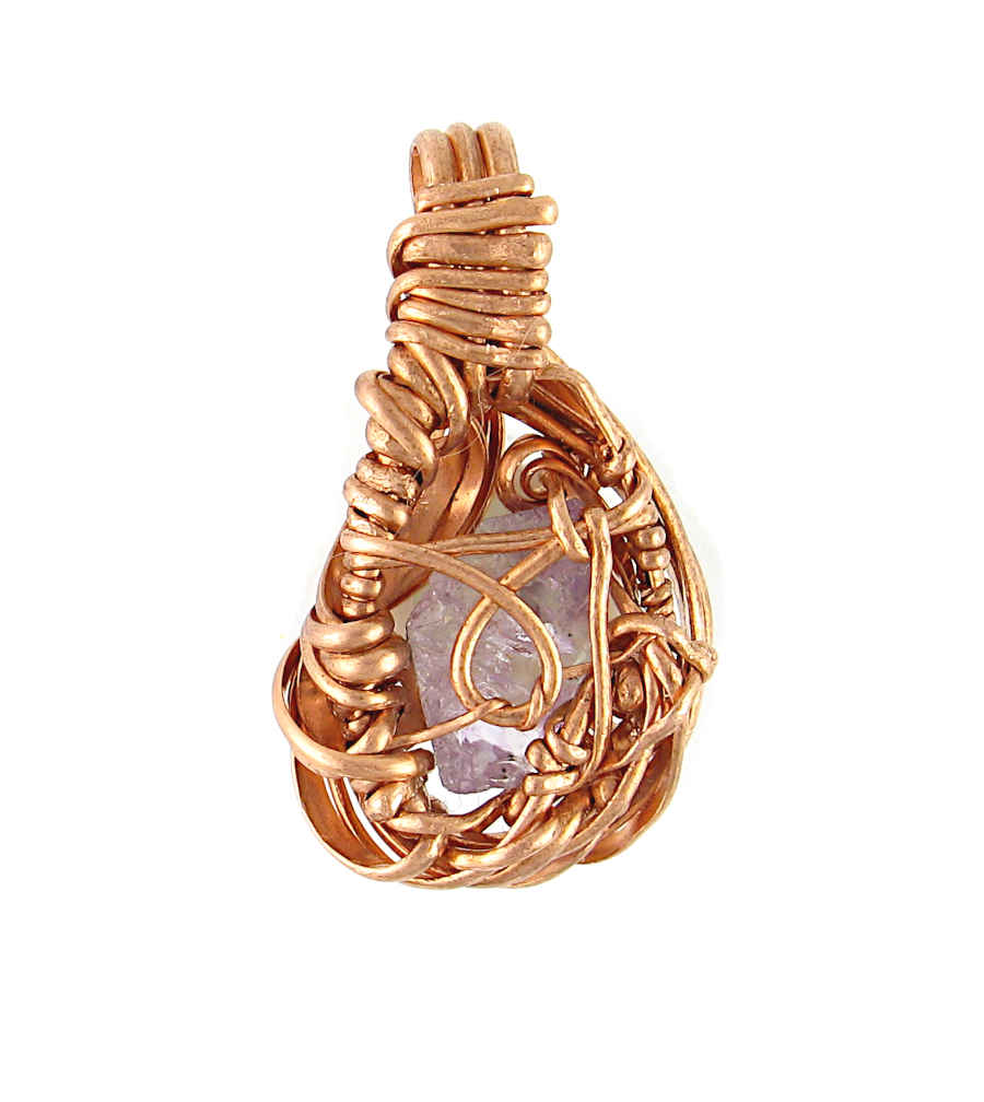 Fancy Raw Amethyst Pendant Wrapped In Copper Wire Handmade Style C | Woot & Hammy