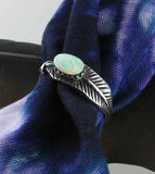 Feather Ring With Lab Opal