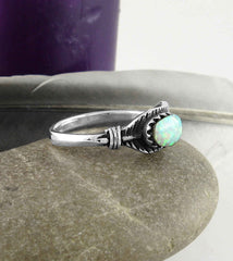 Feather With Lab Opal Ring | Woot & Hammy