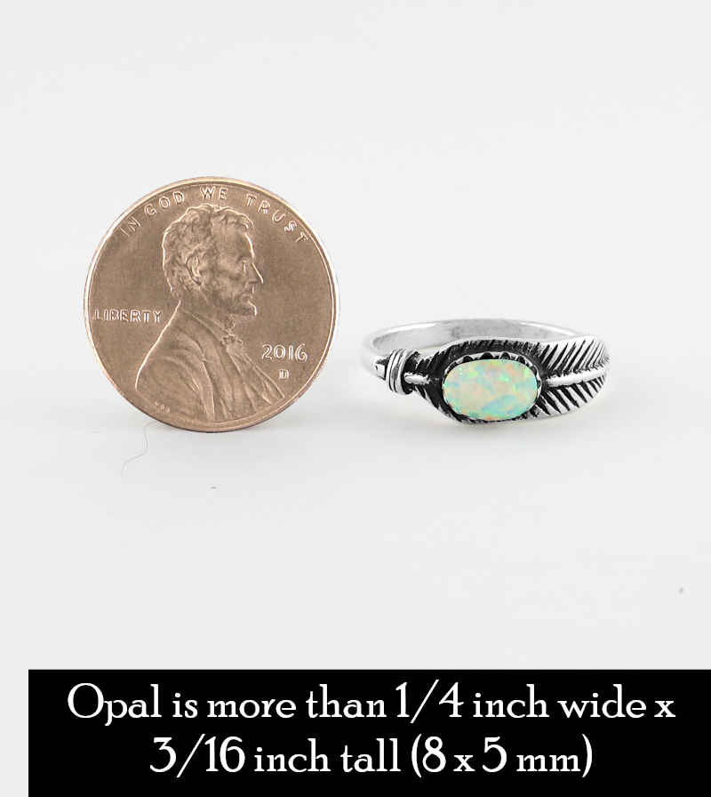 Feather With Lab Opal Ring | Woot & Hammy