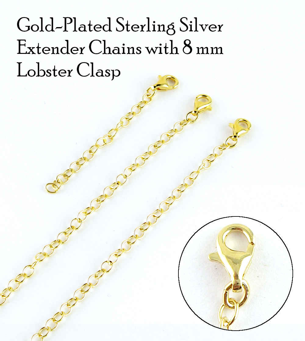 Gold Plated Sterling Silver Extender Chains with 8 mm Lobster Clasp | Woot & Hammy