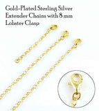 Gold-Plated Sterling Silver Extender Chains with 8 mm Lobster Clasp