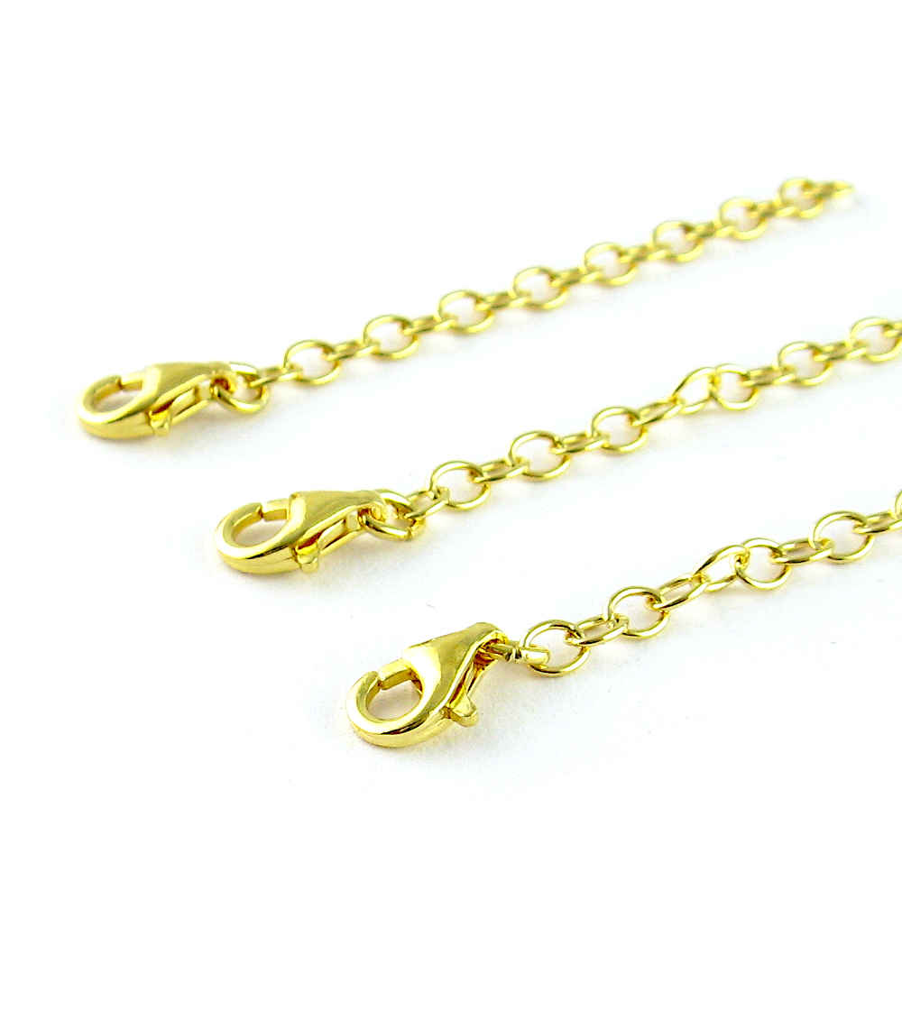 Gold Plated Sterling Silver Extender Chains with 8 mm Lobster Clasp | Woot & Hammy