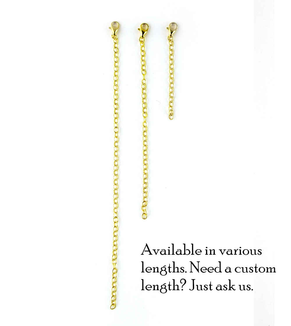 Gold Plated Sterling Silver Extender Chains with 8 mm Lobster Clasp | Woot & Hammy