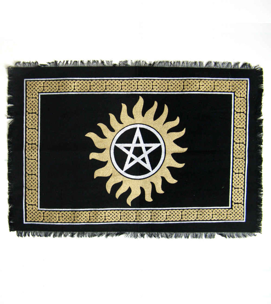 Gold and Silver Altar Cloth With Pentagram and Celtic Knots | Woot & Hammy