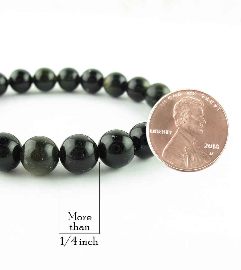 Natural Goldsheen Obsidian Beaded Stretch Bracelet | Woot & Hammy