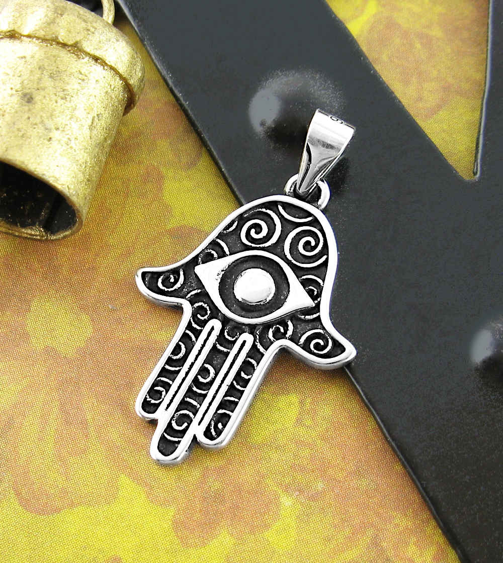 Hamsa With Evil Eye and Spirals Pendant | Woot & Hammy