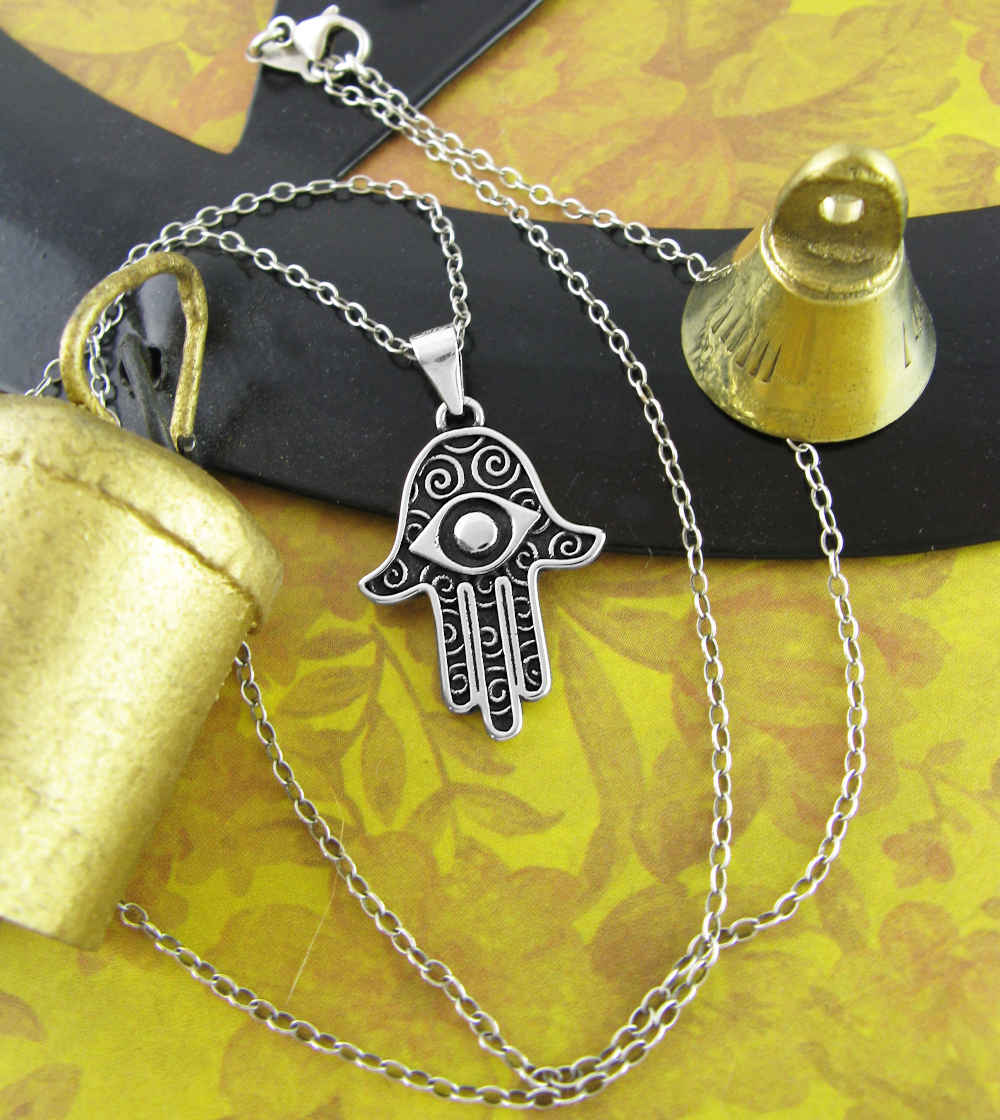 Hamsa With Evil Eye and Spirals Pendant | Woot & Hammy