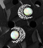 Boucles d'oreilles décoratives en forme de croissant de lune avec opale de laboratoire