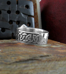 Man's Pentagram With Wide Celtic Band Oxidized Ring | Woot & Hammy