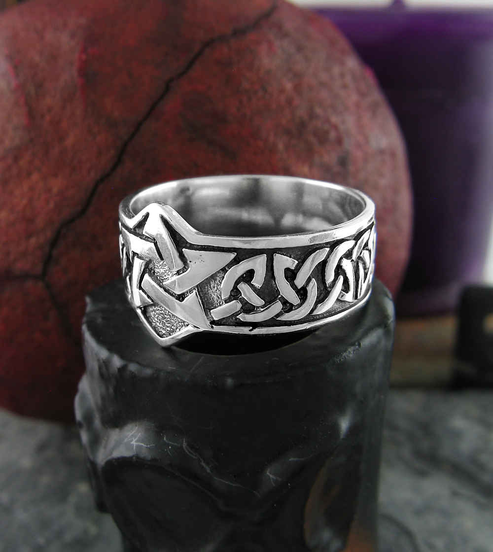 Man's Pentagram With Wide Celtic Band Oxidized Ring | Woot & Hammy