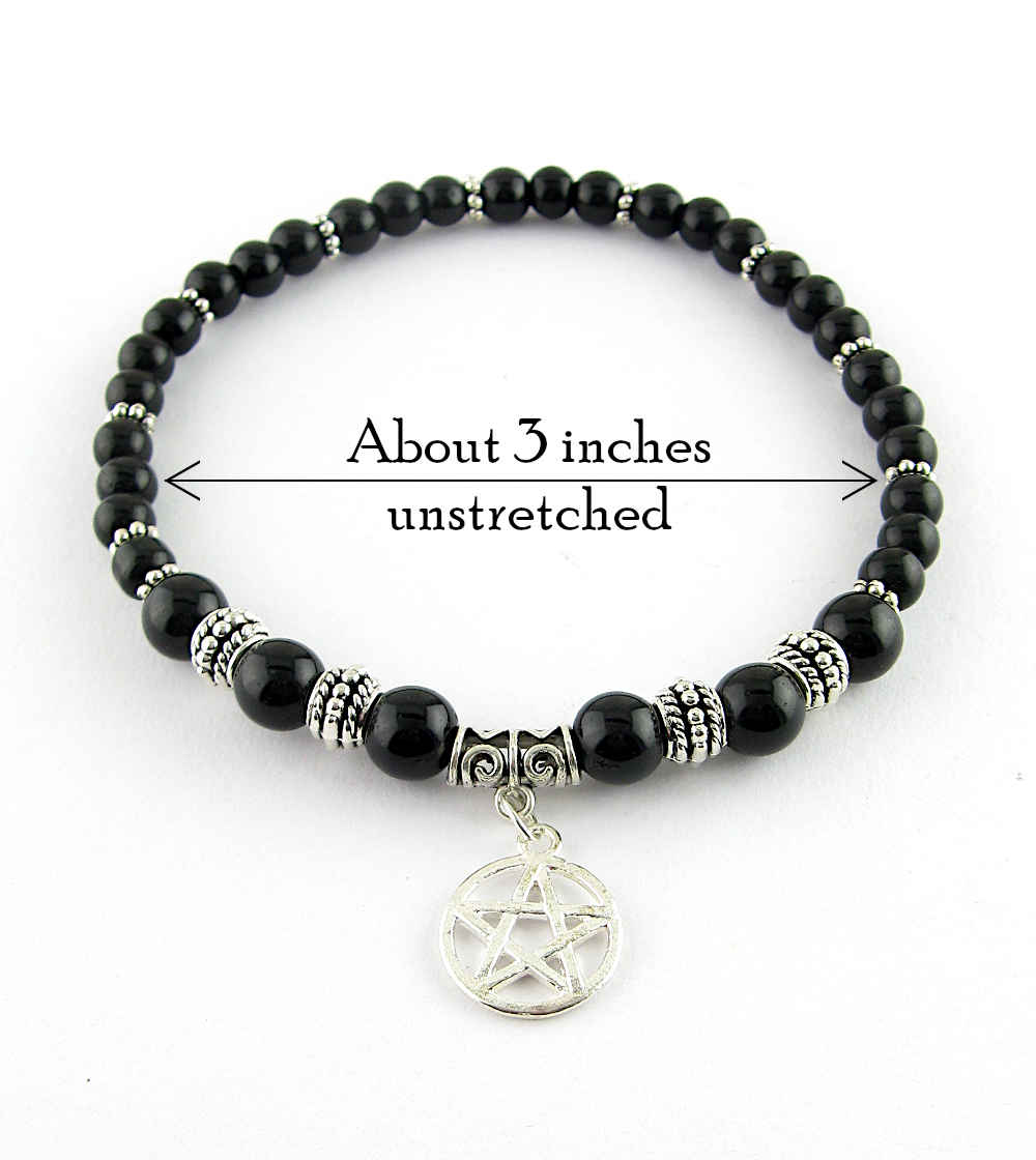 Natural Black Obsidian Stone With Pentagram Anklet / Ankle Bracelet | Woot & Hammy