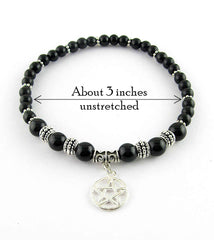 Natural Black Obsidian Stone With Pentagram Anklet / Ankle Bracelet | Woot & Hammy