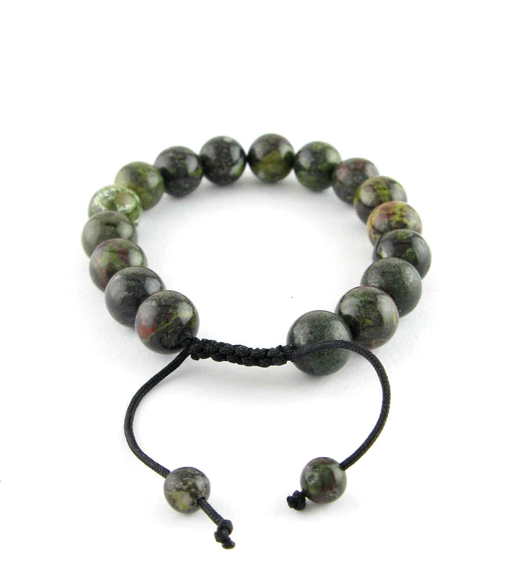 Natural Dragon Blood Jasper Slipknot Bracelet 10mm, Adjustable | Woot & Hammy