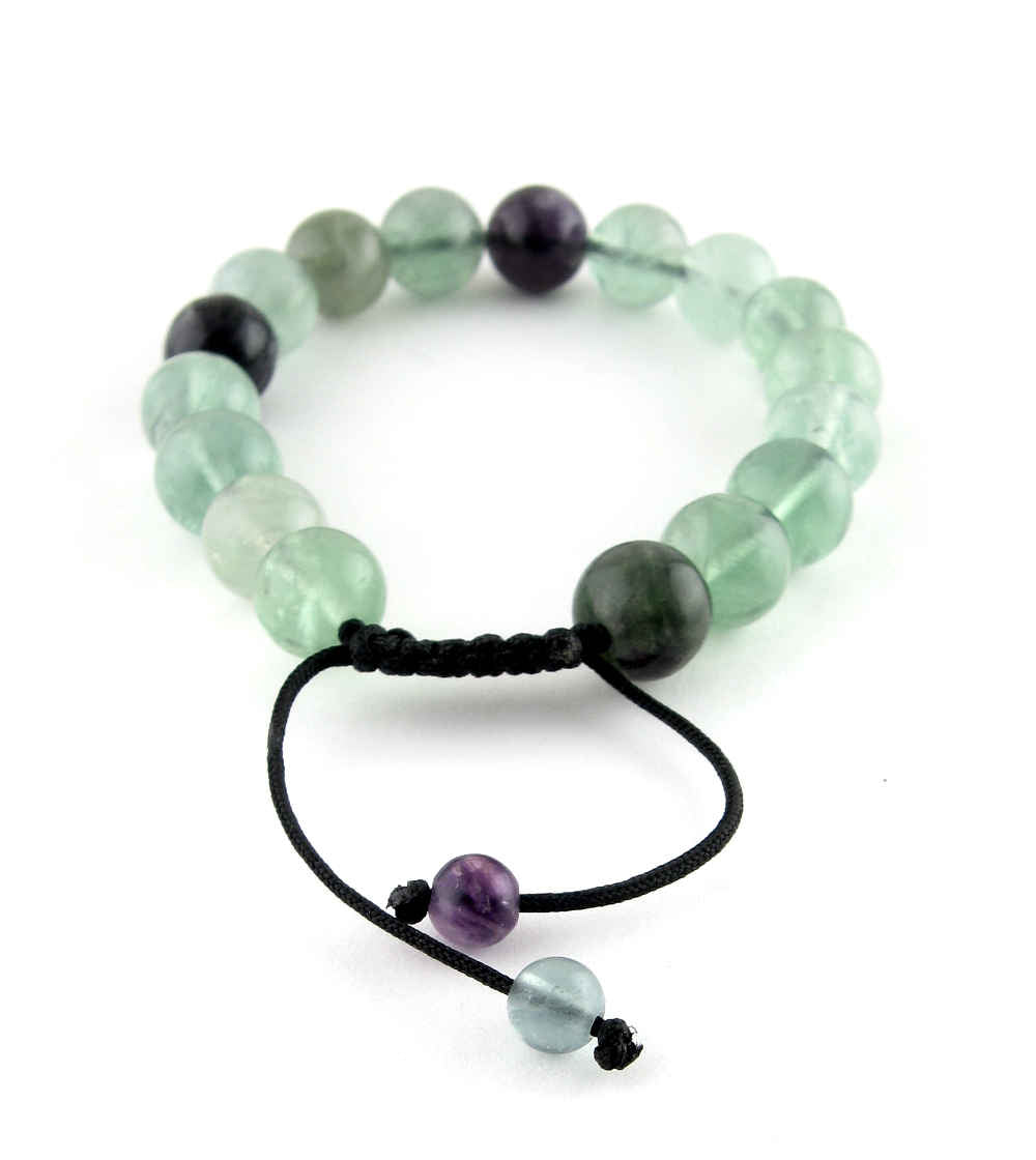 Natural Rainbow Fluorite Mineral Slipknot Bracelet 10mm, Adjustable | Woot & Hammy