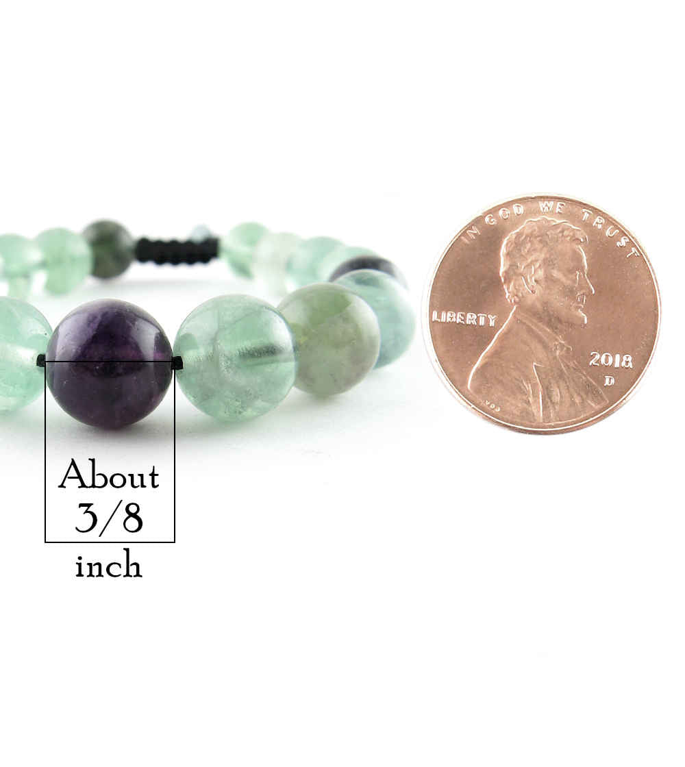 Natural Rainbow Fluorite Mineral Slipknot Bracelet 10mm, Adjustable | Woot & Hammy