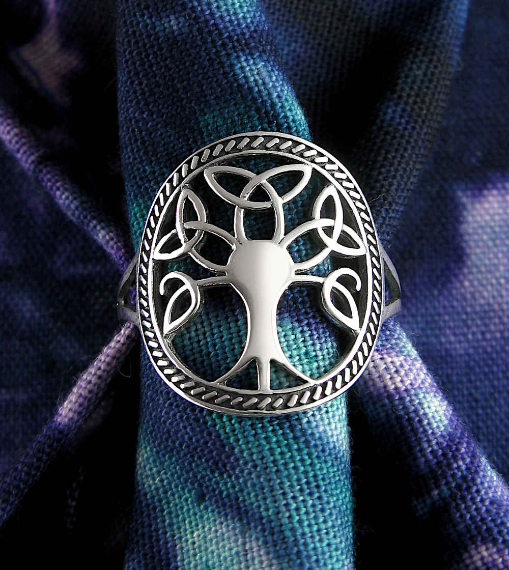 Cut-Out Tree of Life With Triquetra Knot Leaves Ring | Woot & Hammy