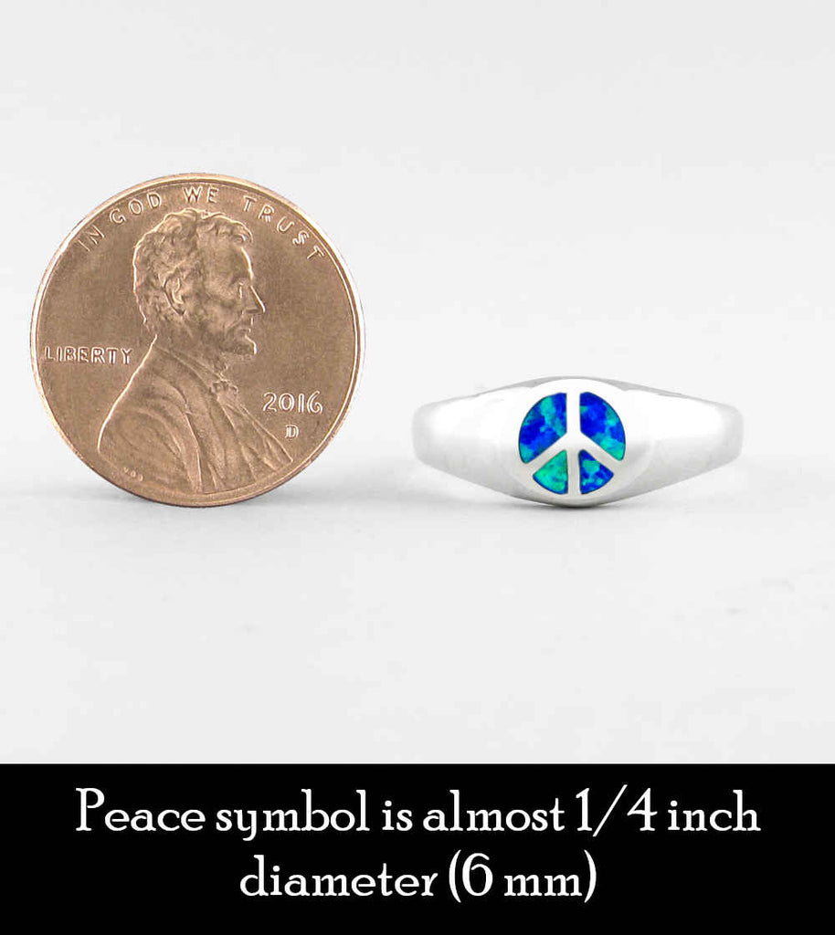 Sleek Peace Sign Symbol With Lab Opal Ring | Woot & Hammy