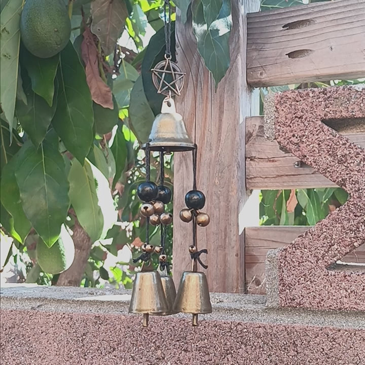 Pentacle Witch's Bell with a Mix of Beads & Bells, Handmade